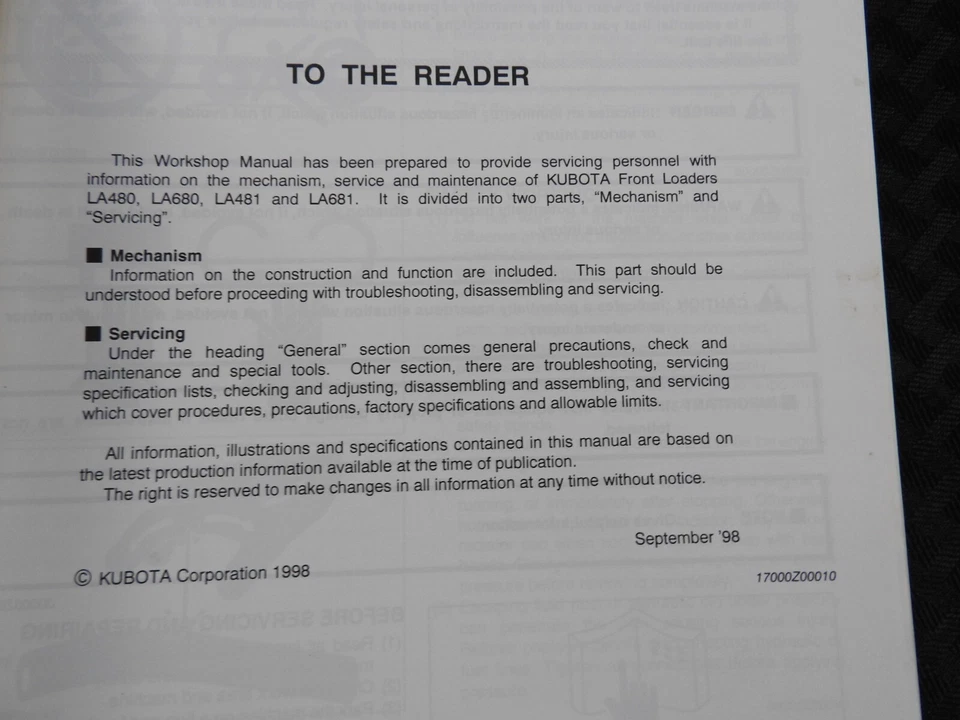 KUBOTA L 2900 3300 3010 4010 3600 4200 TRACTOR LA 480 481 680 681 LOADER MANUAL - Image 2 of 4