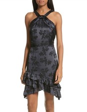 Women's Saloni Burnout Silk Satin Dress, Size 6- Black 152564
