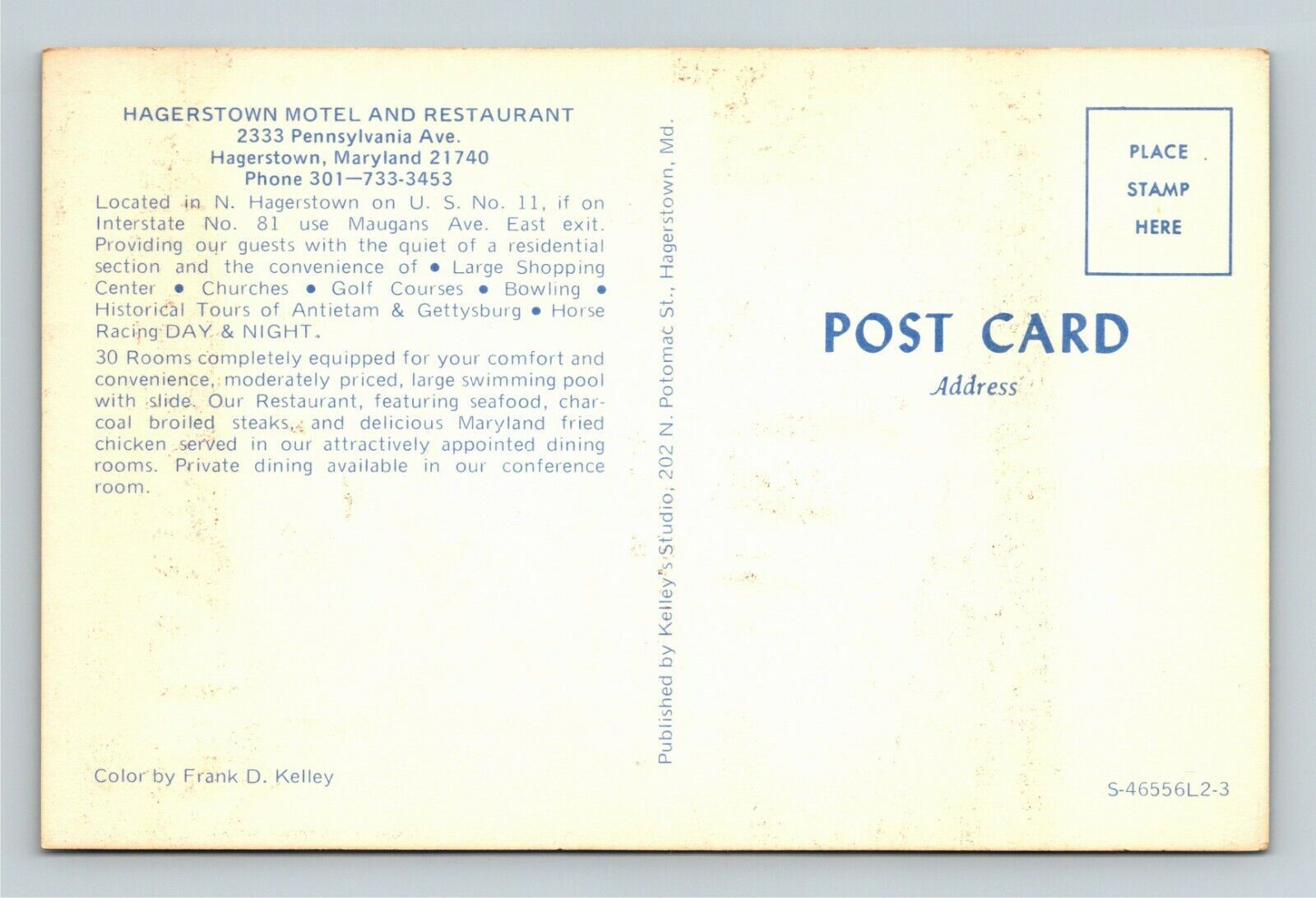 Hagerstown MDMaryland, Hagerstown Motel and Restaurant, Vintage Postcard eBay