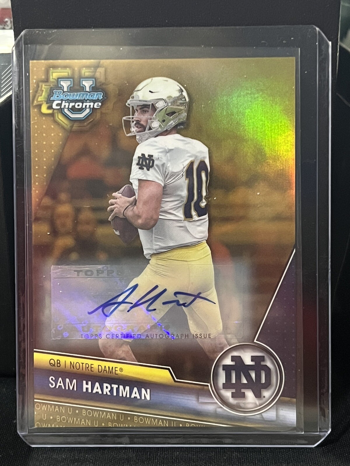 2023 Bowman Chrome U Sam Hartman Gold Refractor #165 Auto 01/50