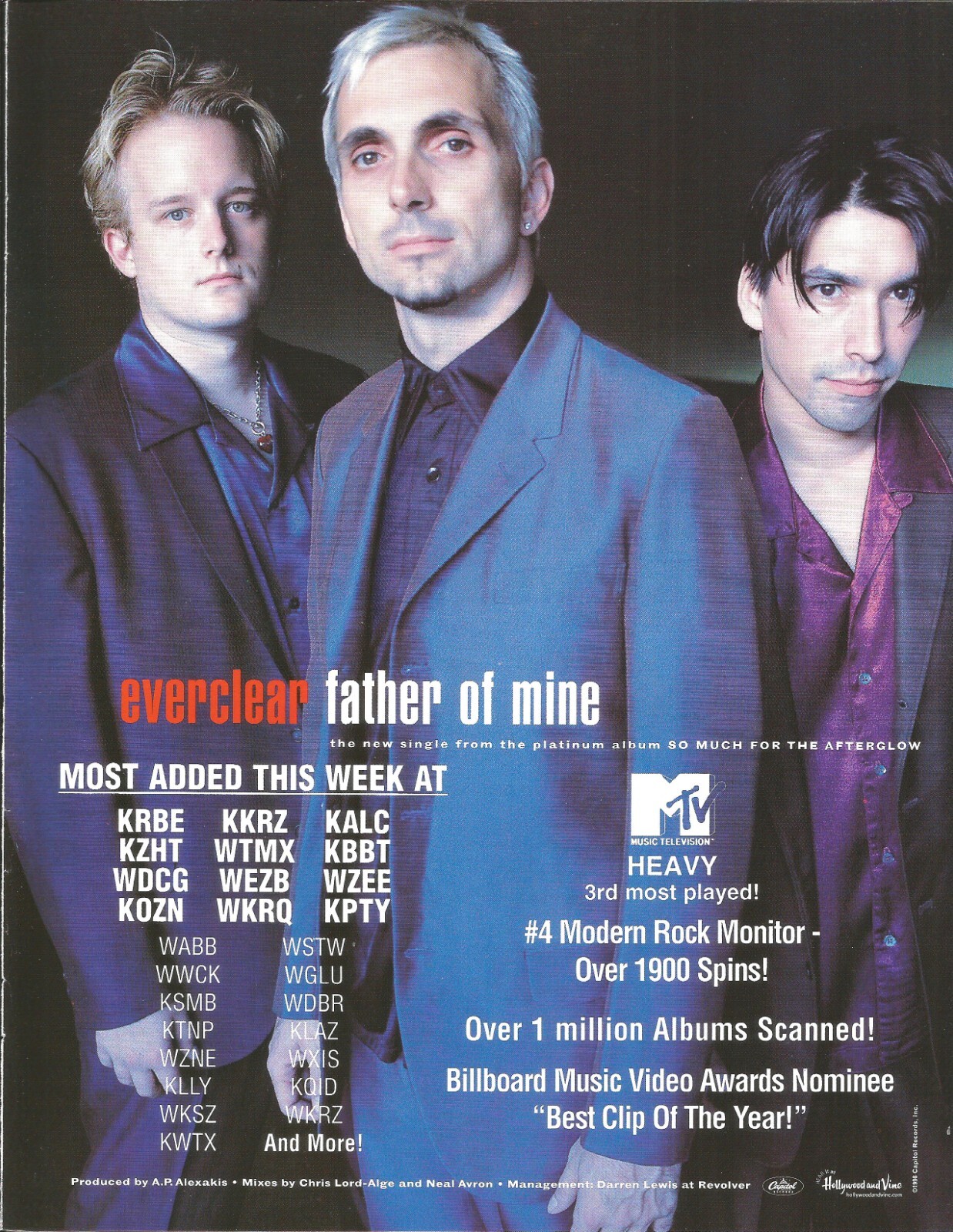 EVERCLEAR Vintage 1998 Father PROMO TRADE AD Poster for Afterglow MINT 8.5x11