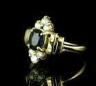 Yellow Gold Plated 1.5 Ct Oval Simulated Blue Sapphire Diamond Vintage Ring Gift