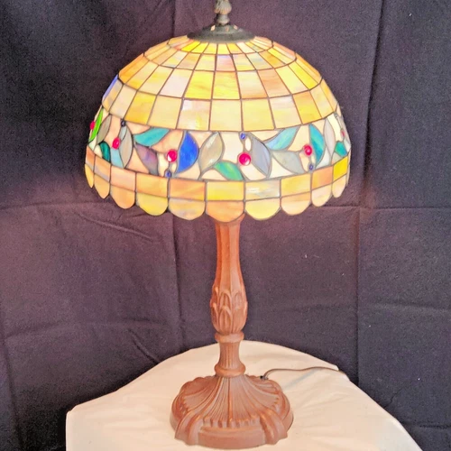 Tiffany Style - Stained Glass Floral Lamp - Vintage