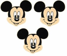 Mickey Mouse Character Head 3 1/2" Tall Embroidered Iron on Patch Set of 3