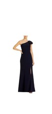 Aidan Mattox One Shoulder Beaded Navy Gown Size 14 NWT