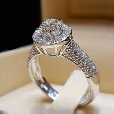 2Ct Round Cut Lab Created Diamond Engagement Wedding Ring 14K White Gold Plated