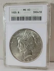 1935 Silver Peace Dollar $1 ANACS Old Soapbox Holder MS60 90% Silver Tough Date!