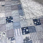 Garnett Hill Cotton Quilt Blue Floral Patchwork Reversible Comforter King Soft