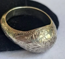 Vintage Siam Sterling 925 Floral Etched Ring 7.75