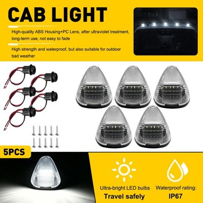 5x White LED Cab Roof Marker Light Clear Fit Ford F450 F550 Super Duty E150 EOU
