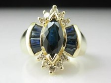 Cluster Lab Created 2.5Ct Blue Sapphire And Diamond Women Anniversary Women Ring