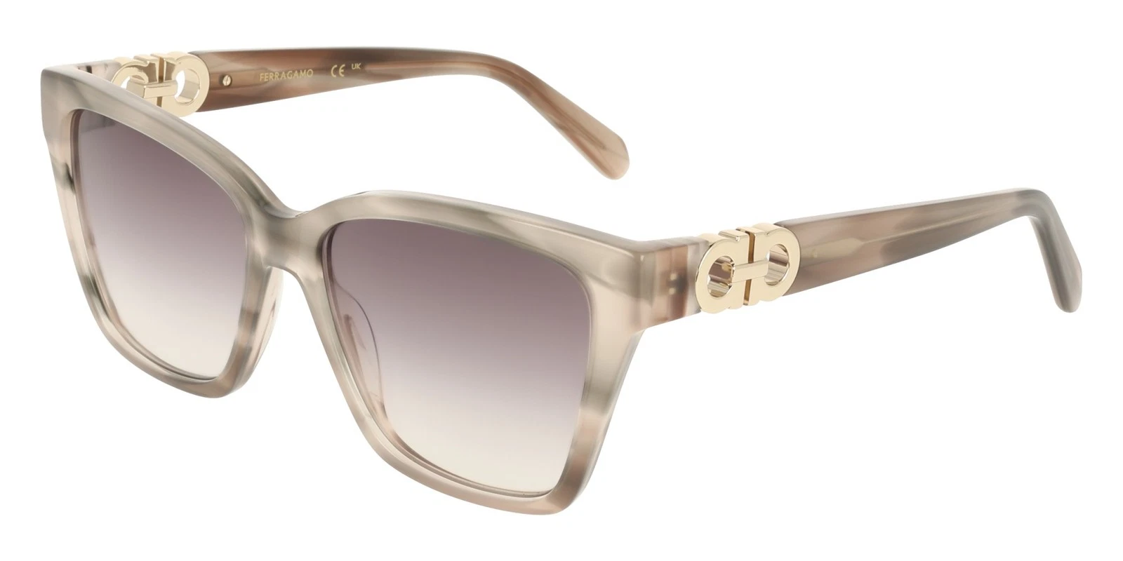 Ferragamo — Ferragamo SF2110S Striped Taupe Nude Sunglasses 57/16/145 Women