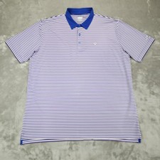 Callaway Polo Shirt Mens 2XL Blue Striped Opti-Dri Golf Performance Stretch