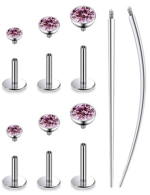 16G Astm F136 Titanium Internally Threaded Flat Back Earrings Nose Rings Stud...