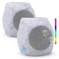 Outdoor Solar Rock Bluetooth Speakers with Colorful Lights, Deep Bass IPX4 Wa...