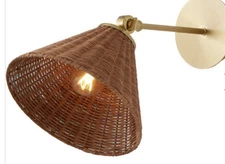Quorum International 5393-80 Wicker Wall Mount Wall Light in Aged Brass—NO SHADE