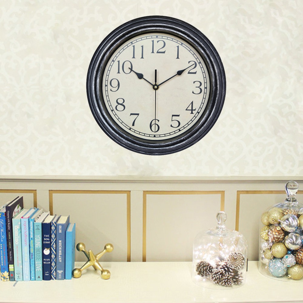 12 Inch Silent Wood-Look Wall Clock for Office or Home Decor