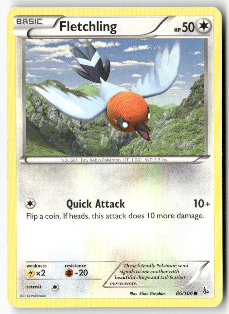 Fletchling 86/106 Common Flashfire Pokemon Heavily Played