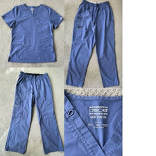 5pc Lot Cherokee Scrubs 4 Pants Extra Small Petite XSP - 1 Small Top Ceil Blue