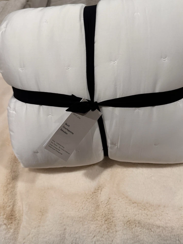 Edredón West Elm Silky TENCEL punto media luna blanco KING/CAL KING NUEVO CON ETIQUETAS en bolsa Foto 4 de 4