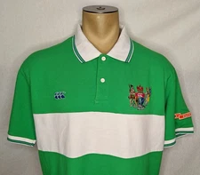 Mens Canterbury New Zealand Crest rugby polo green white shirt XXL