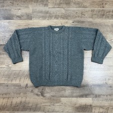 L.L. Bean Men's Vintage Cable Knit Fisherman Sweater Sz XL Green Made In Ireland