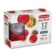 Rubbermaid Takealongs 12 Piece Food Storage Set, Red