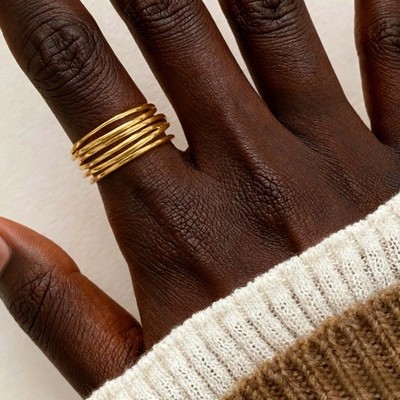 Women's Golden Fashion Line Irregular Ring Adjustable Opening Copper Ring