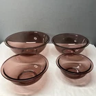Pyrex 4 Piece Cranberry Nesting Mixing Bowl Set 322 323 325 326 Excellent LNC