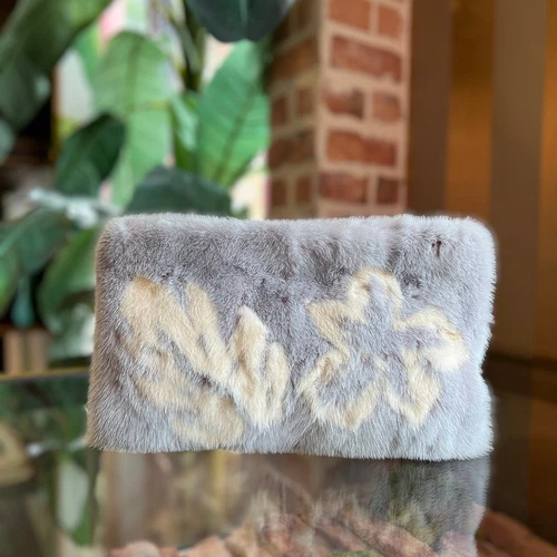 PRADA Lilac Mink Fur Tropical Clutch - Picture 2 of 10