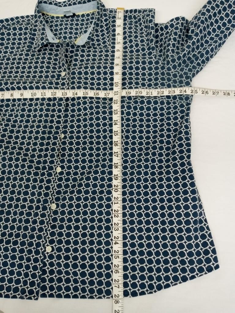 Basic editions XXL blue abstract print button dow… - image 6