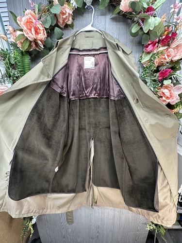 London Towne Trenchcoat Mantel 44 lang Herren Kunstfell gefüttert zweireihig - Bild 5 von 12