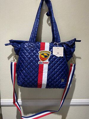 OLIVER THOMAS Blue Kitchen Sink Tote with Golden Eagles USA Rugby Logo  - NEW