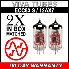New In Box Gain Matched Pair JJ Electronics Tesla 12AX7 ECC83-S Vacuum Tubes