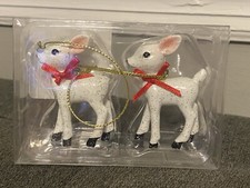 Target Wondershop Retro Small White Deer Christmas Ornament 2 NEW 2023