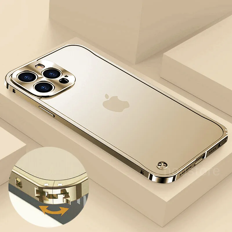 For iPhone 15 14 13 Pro Max 12 Pro Aluminium Alloy Metal Bumper Matte Case  Cover