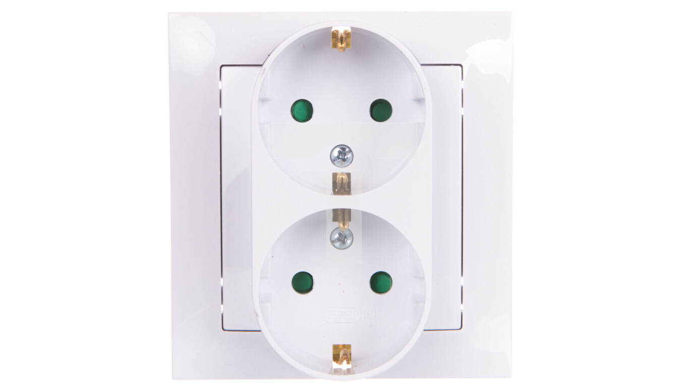 IMPRESSION Double socket with Schuko shutters, white GP-2YSP / 00 /T2UK