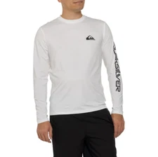 Quiksilver Comp Logo Rash Guard Men's UPF 50+ Long Sleeve White Size M QM14LS007