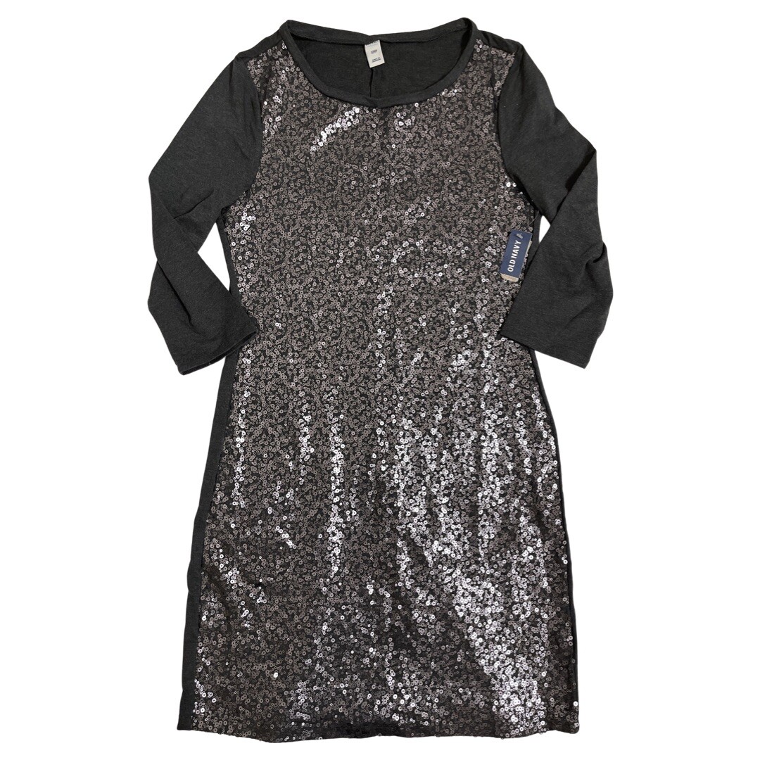 old navy black sequin dress NEW Woman’s 3/4 Sleeve Sequince Front Gray sz Small Sub CT Bodycon Dresses Long sleeves The Chobe Dress 🤍 Size:MODELE DEFILE