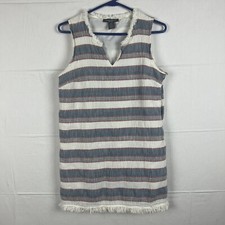 Chelsea & Theodore Dress Size 12 Boho Stripe Raw Hem Side Zip