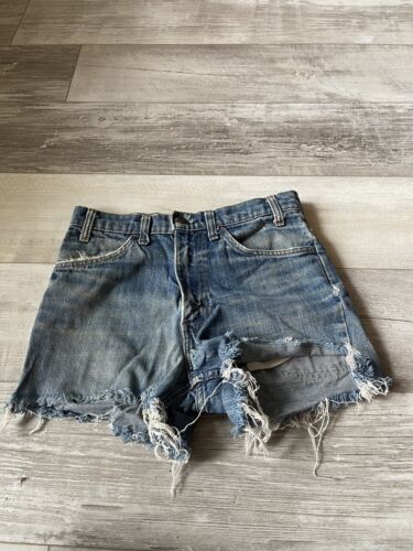 Vintage Levi's 646 Orange Tab Denim Cut-Off Shorts 28in Waist Distressed - Picture 1 of 14