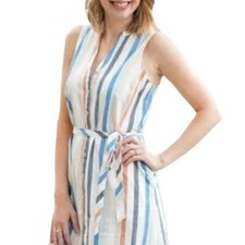 A New Day Cotton Striped Sleeveless Shirt Dress Size M