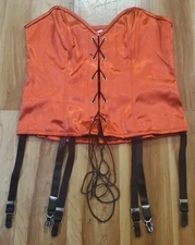 Red Satin Lace Up Corset Top Plus Size 16/18 Sexy Red and Black Corset Gartered