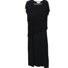 Magnolia Dress Womens Extra Large Black Crochet Overlay Short Sleeve Midi Formal
