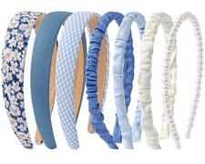 7 Pack Blue Headbands for Women Girls Non Slip Floral Padded 7Pack-Blue
