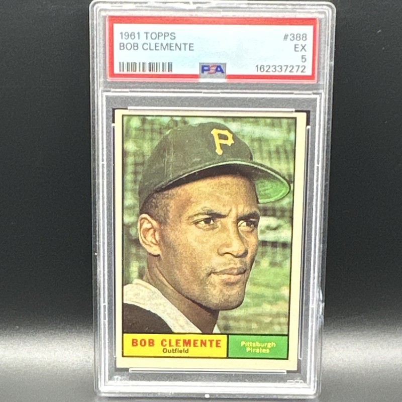Topps 1961 Bob Clemente (Called Bob on Card) #388 Pirates PSA 5 Graded beautiful