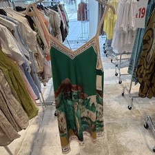Damen Trägerkleid  grün kurz mehrfarbig Mot...