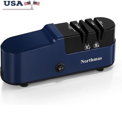 Professional 2-Stage Electric Knife Sharpener Compact Fast Kitchen Tool 100-240V