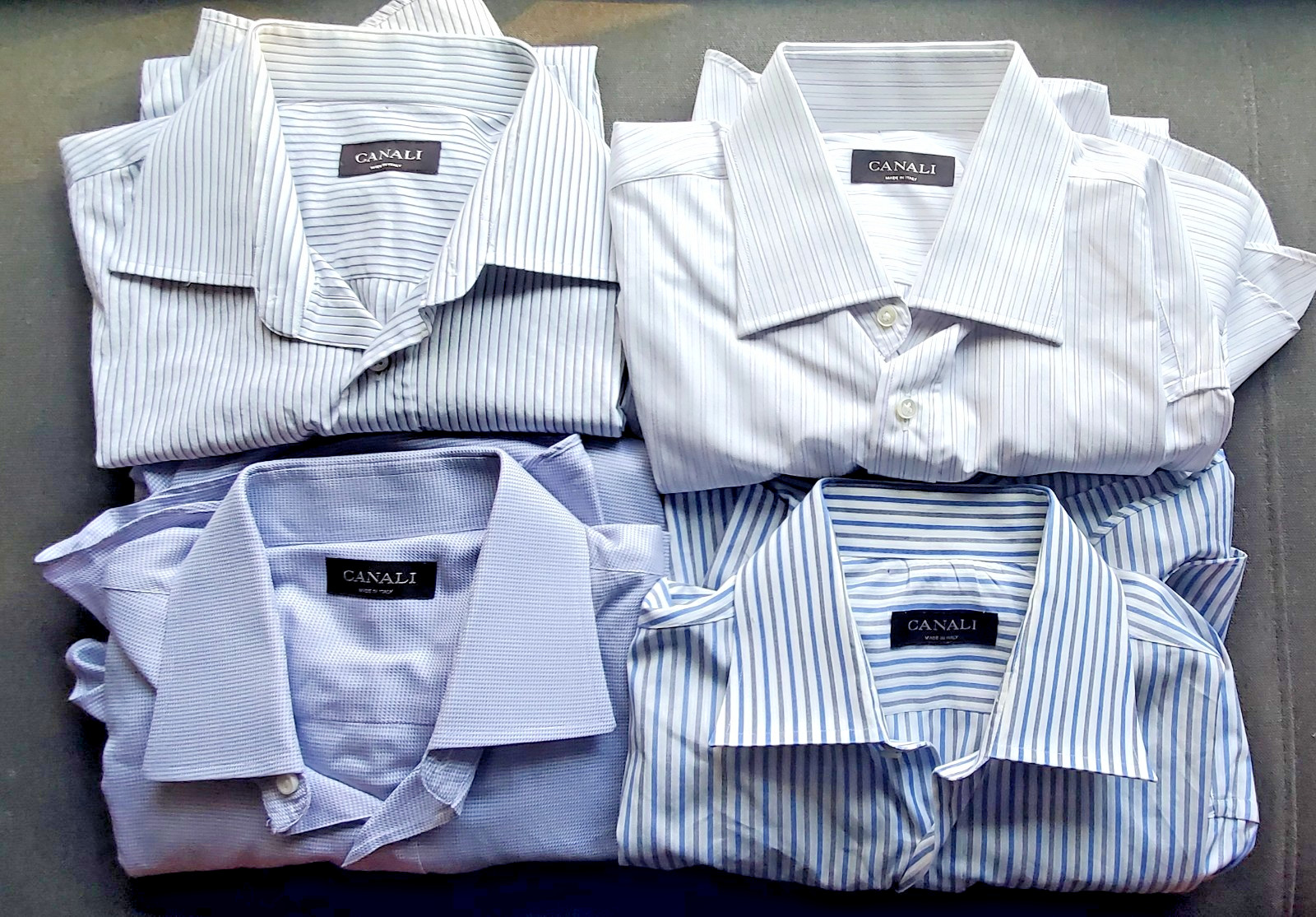 Lot Of 4 Canali Men's 100% Cotton Dress Shirt Made In Italy All Sz 42 - 16 1/2