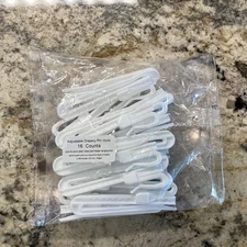16 White Plastic Drapery Hooks Pins 3.25” Long For Drapes Curtains Adjustable